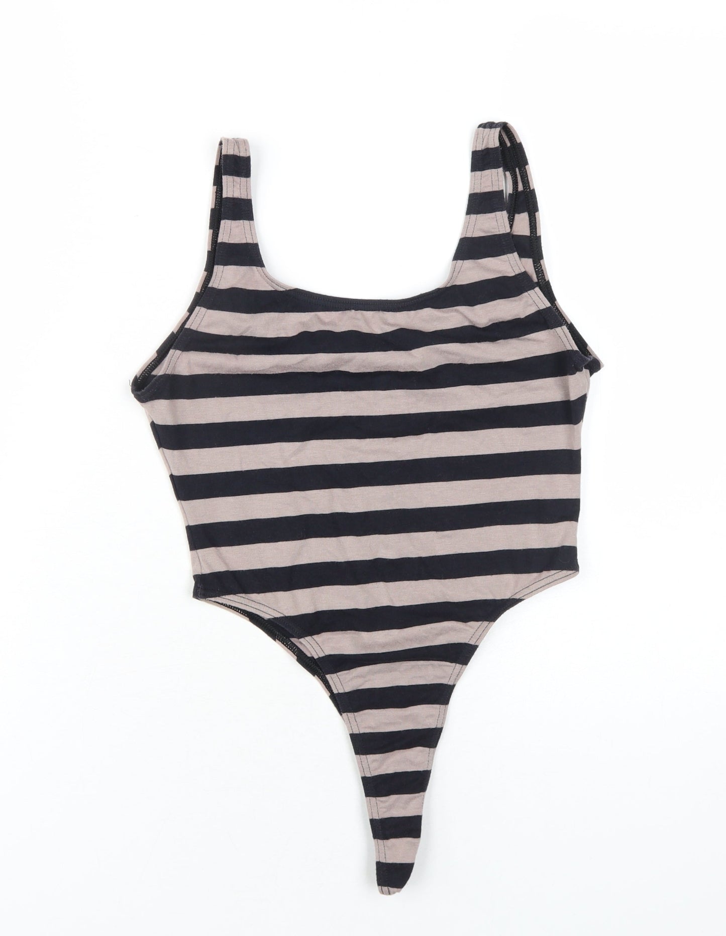 Rodeo Womens Black Striped Cotton Bodysuit One-Piece Size 14 Pullover