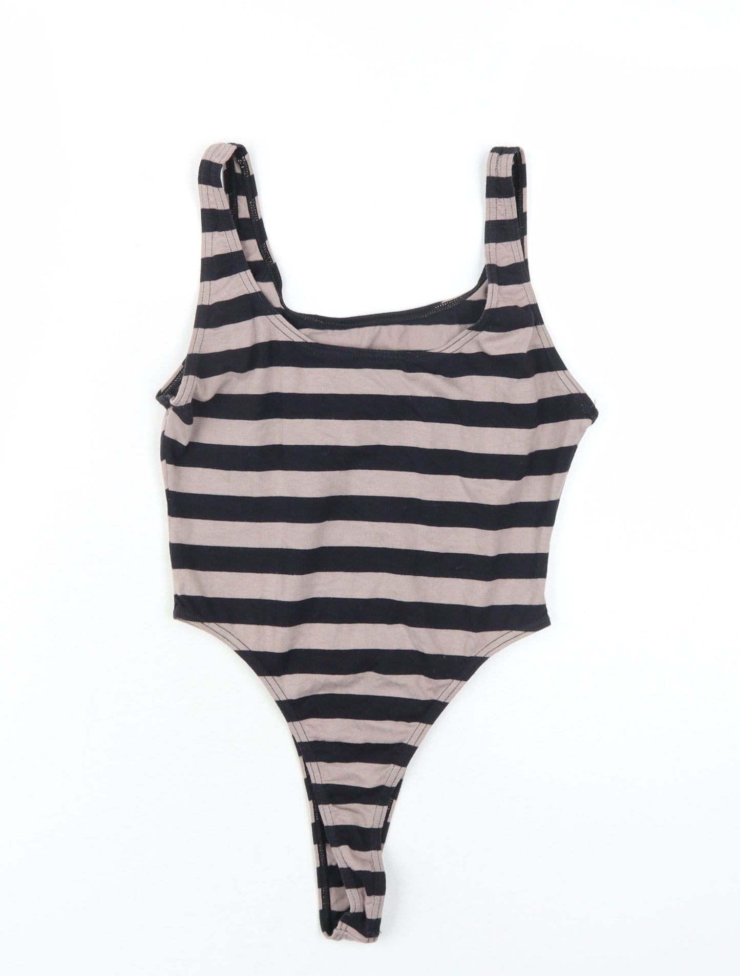 Rodeo Womens Black Striped Cotton Bodysuit One-Piece Size 14 Pullover
