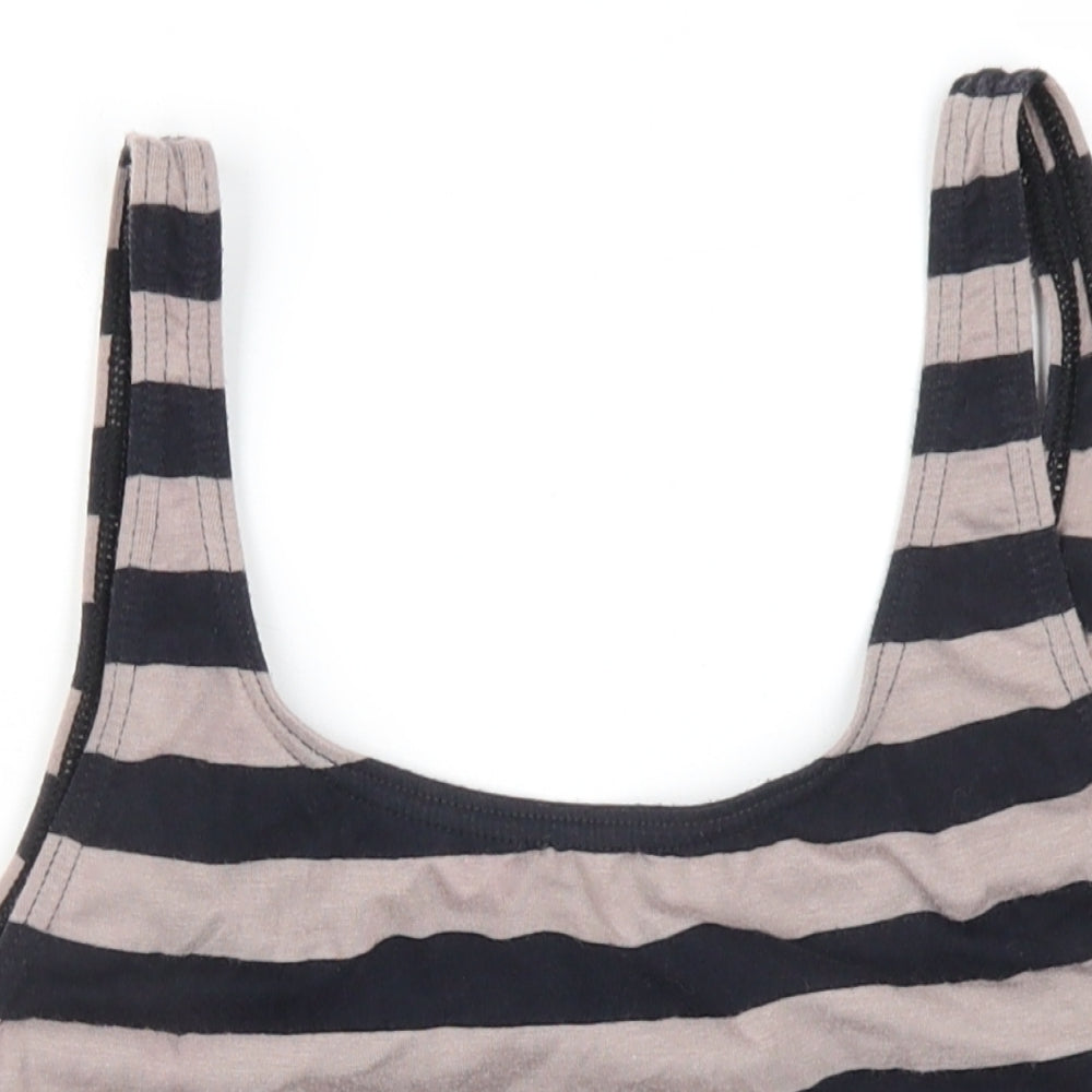 Rodeo Womens Black Striped Cotton Bodysuit One-Piece Size 14 Pullover