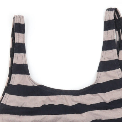 Rodeo Womens Black Striped Cotton Bodysuit One-Piece Size 14 Pullover
