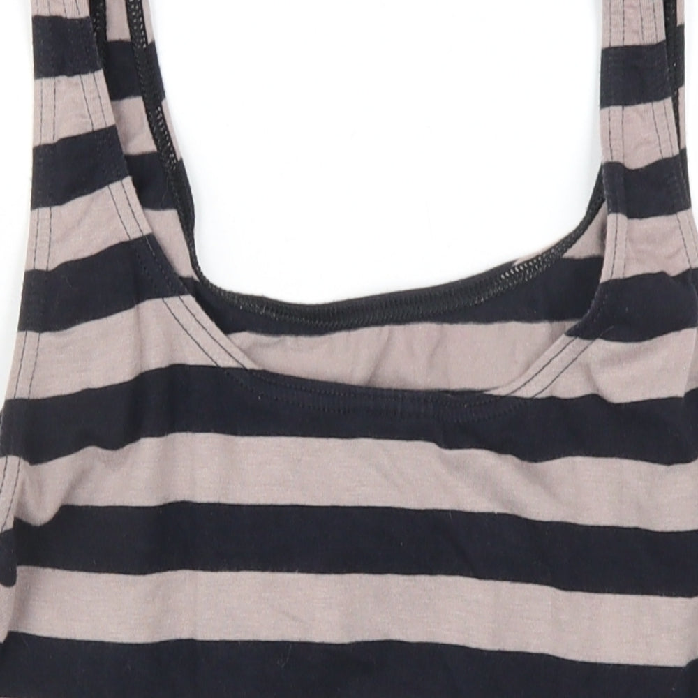 Rodeo Womens Black Striped Cotton Bodysuit One-Piece Size 14 Pullover