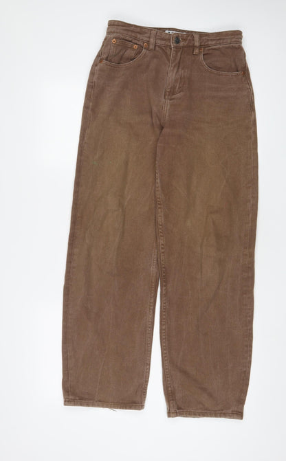Motel Womens Brown Cotton Straight Jeans Size XS L30 in Regular Zip