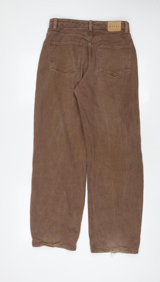 Motel Womens Brown Cotton Straight Jeans Size XS L30 in Regular Zip