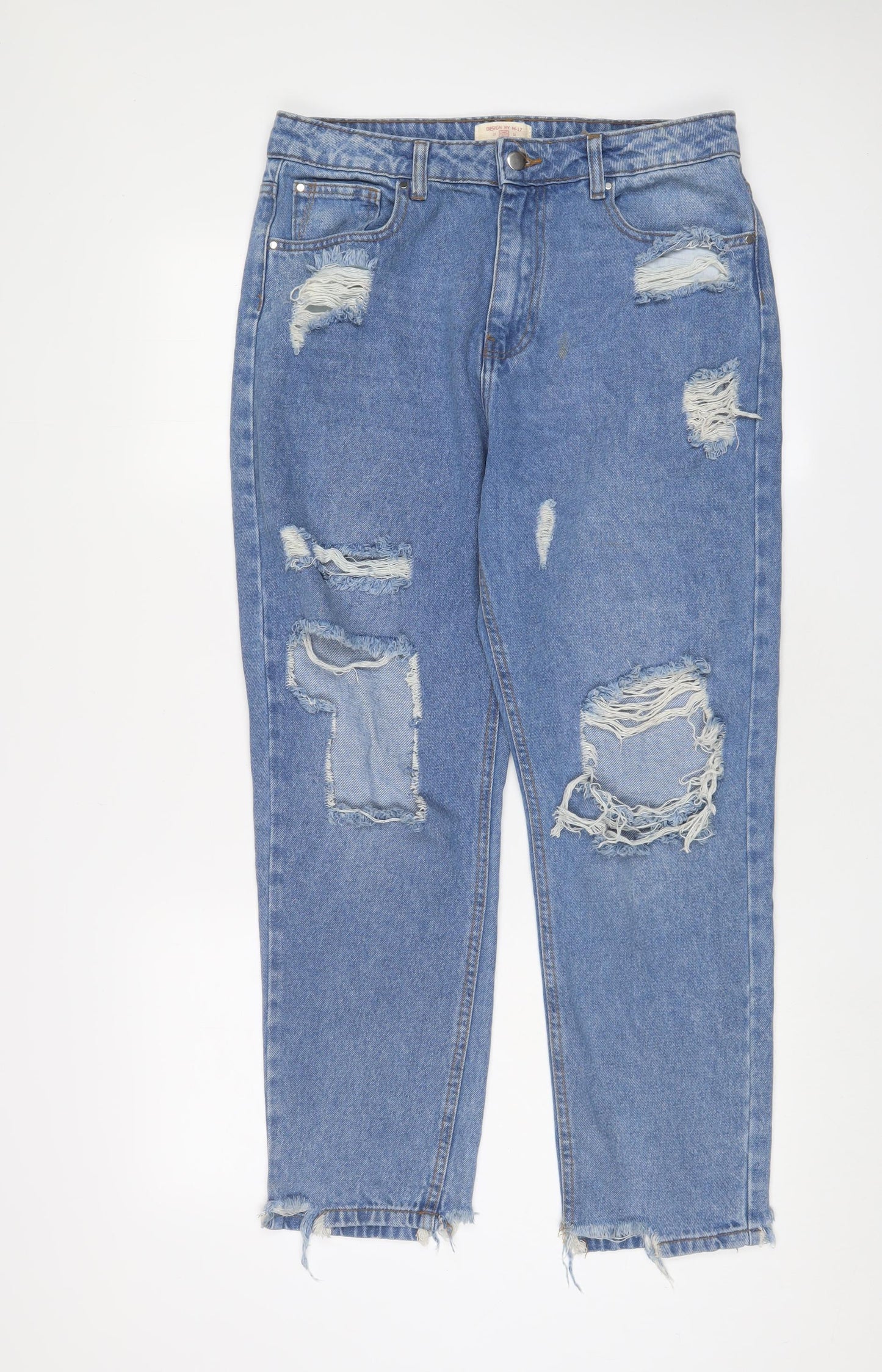 Womens UK Size 14 M-17 Regular Fit Straight Blue Jeans