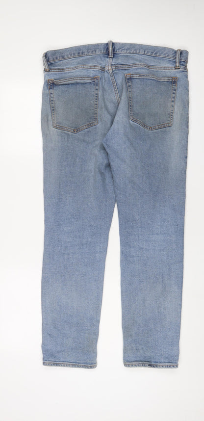 Gap Mens Blue Cotton Straight Jeans Size 34 in L30 in Slim Zip