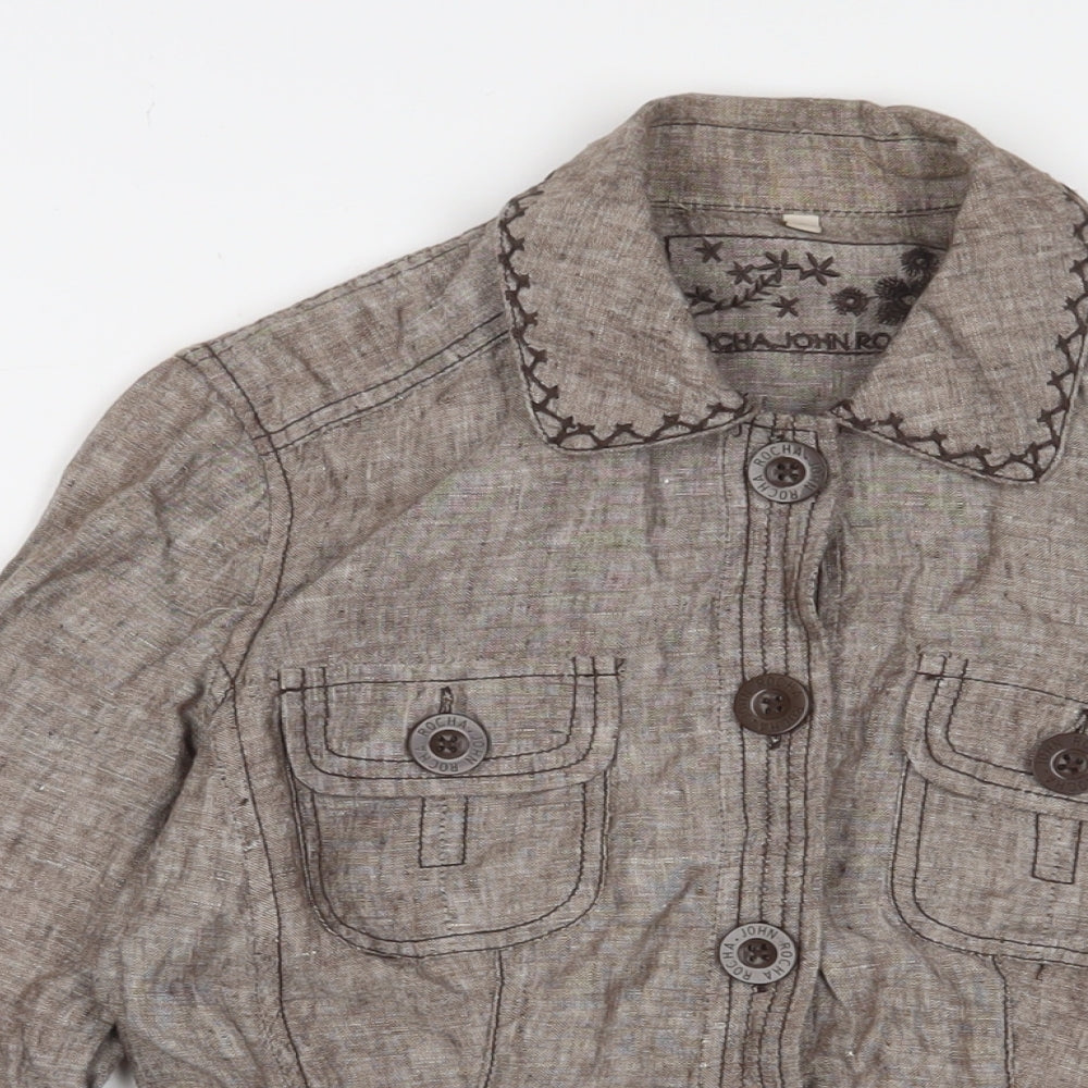 RJR.John Rocha Womens Brown Jacket Size 8 Button