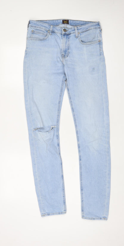 Lee Womens Blue Cotton Skinny Jeans Size 31 in L34 in Regular Zip