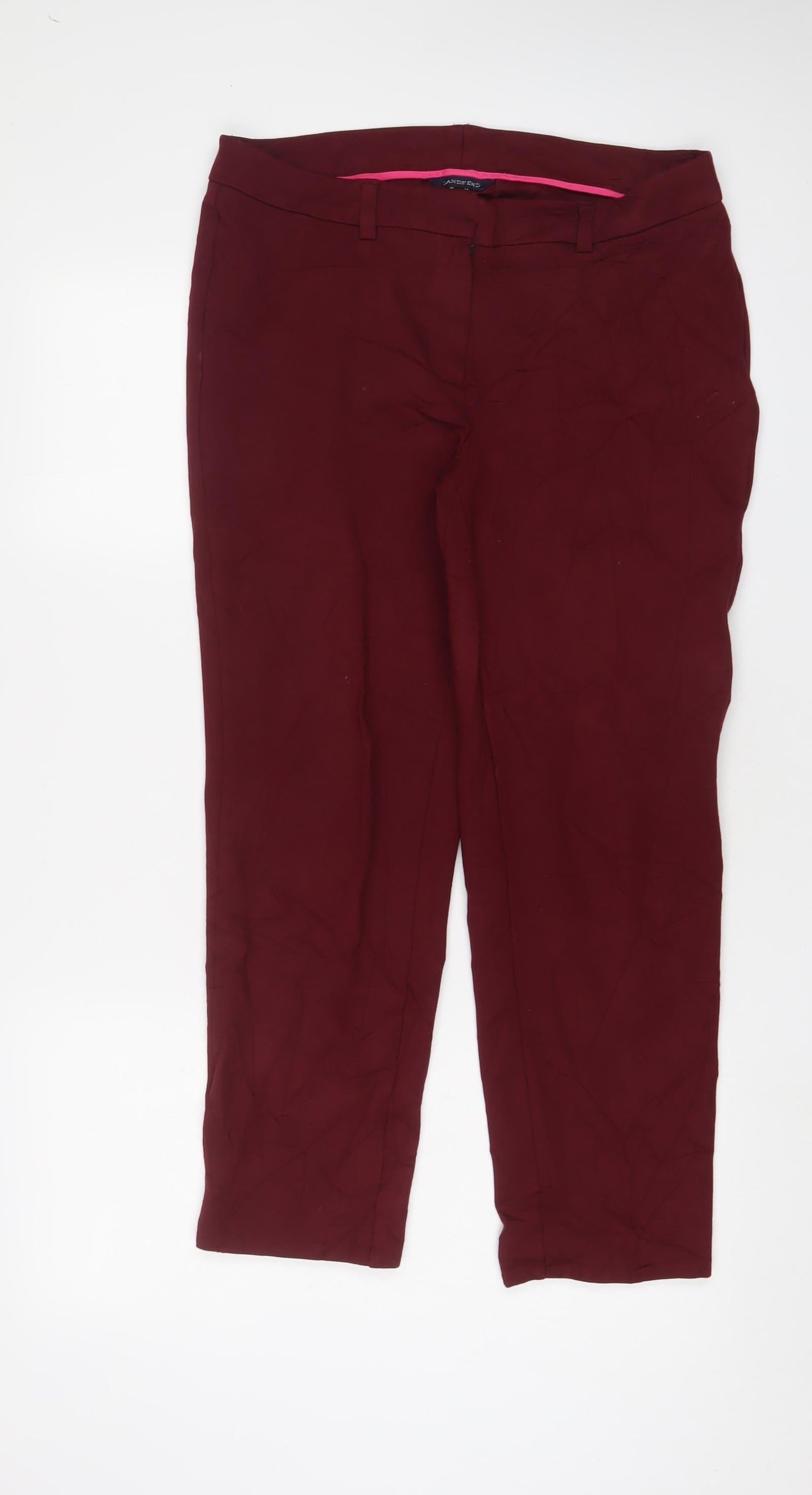 Womens UK Size 14 Lands' End Regular Fit  Red Trousers