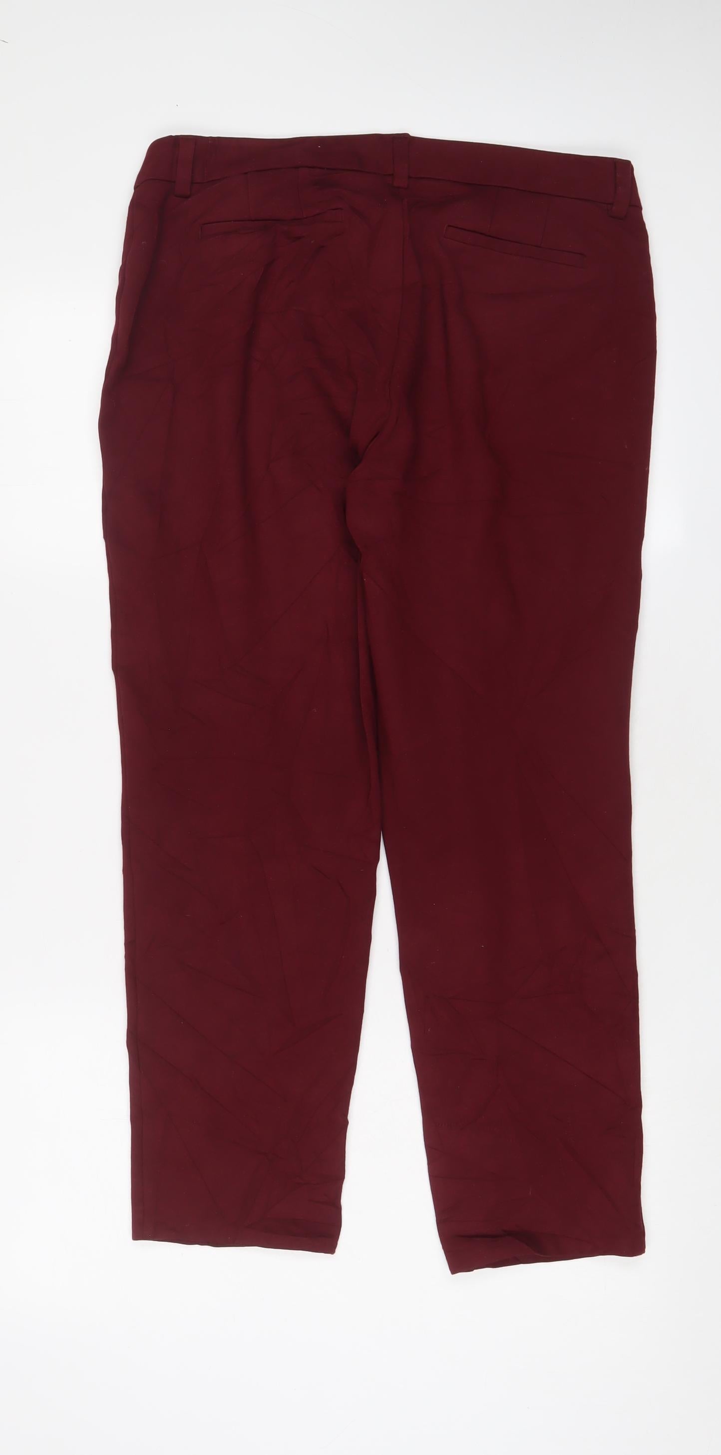 Womens UK Size 14 Lands' End Regular Fit  Red Trousers
