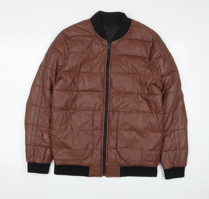 Mens UK Size M Monark Brown Bomber Jacket