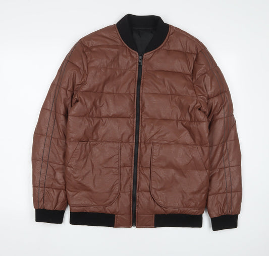 Mens UK Size M Monark Brown Bomber Jacket