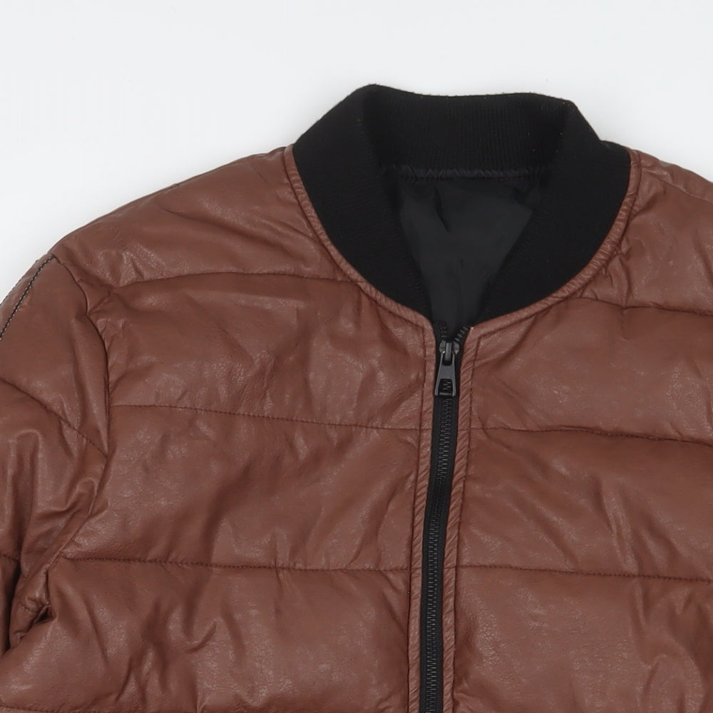 Mens UK Size M Monark Brown Bomber Jacket
