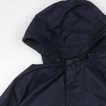 Wynnster Mens Blue Rain Coat Coat Size M Zip - Logo, Embroidered
