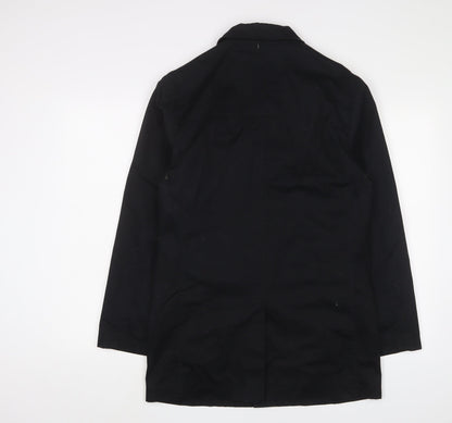 Fisk of Oso Womens Black Overcoat Coat Size S Button