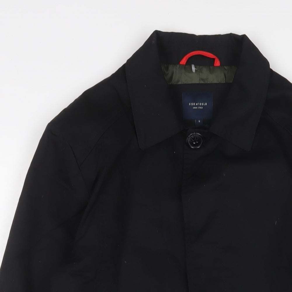 Fisk of Oso Womens Black Overcoat Coat Size S Button
