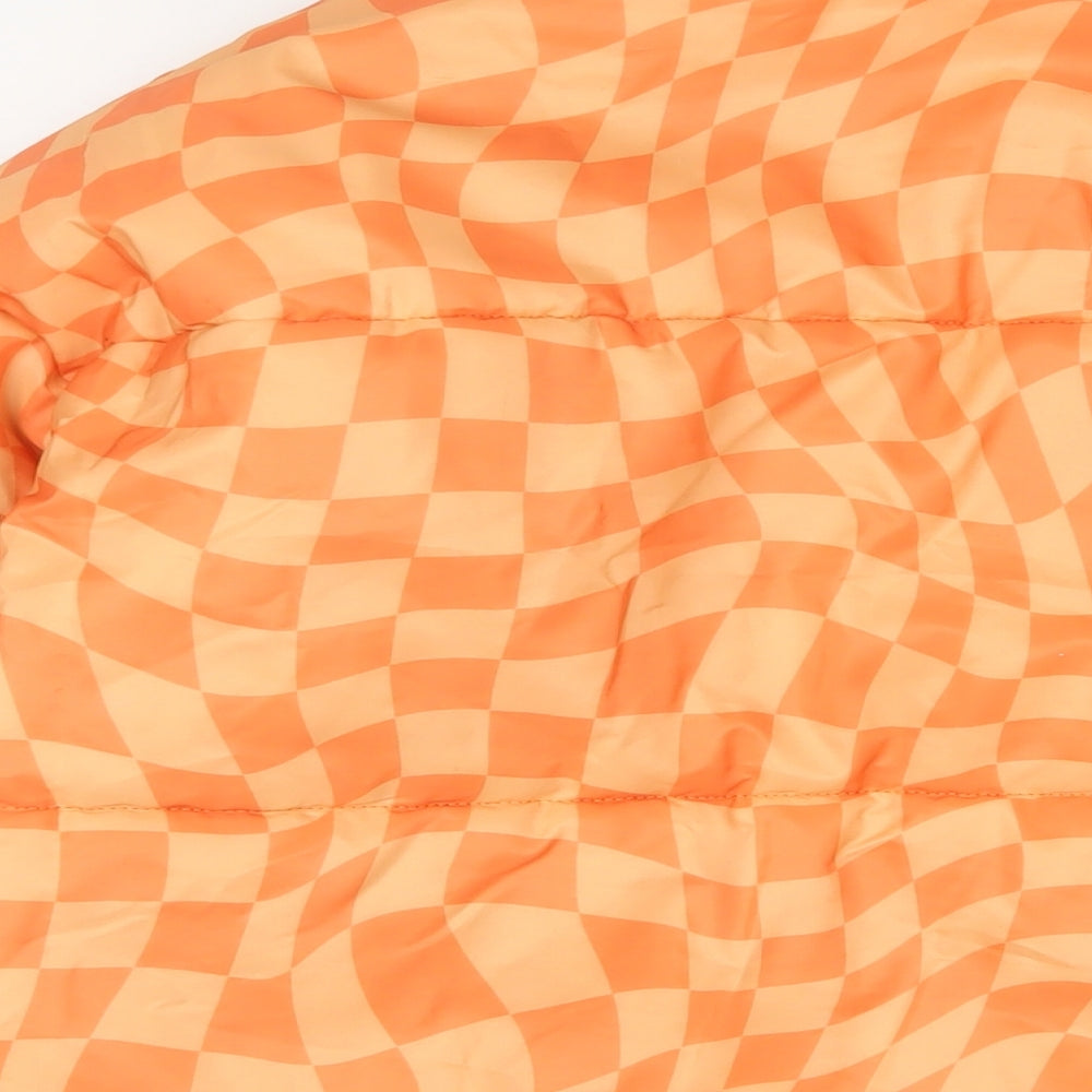 Daisy Street Womens Orange Geometric Parka Jacket Size 14 Zip