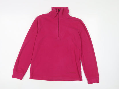 F.LLI Campagnolo Womens Pink Polyester Pullover Sweatshirt Size 12 Zip - Logo, Embroidered