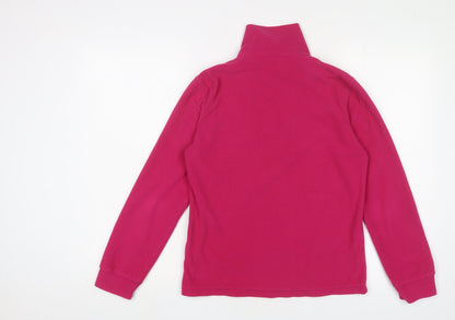 F.LLI Campagnolo Womens Pink Polyester Pullover Sweatshirt Size 12 Zip - Logo, Embroidered