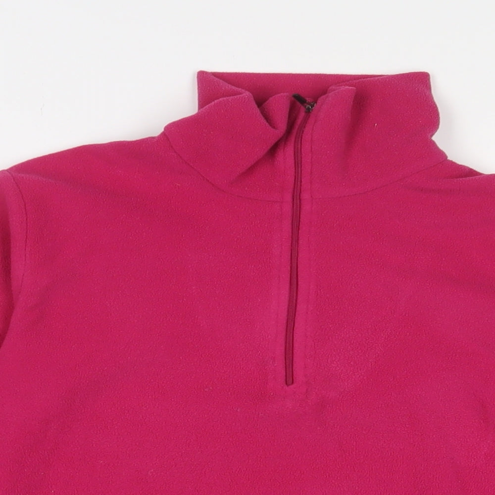 F.LLI Campagnolo Womens Pink Polyester Pullover Sweatshirt Size 12 Zip - Logo, Embroidered