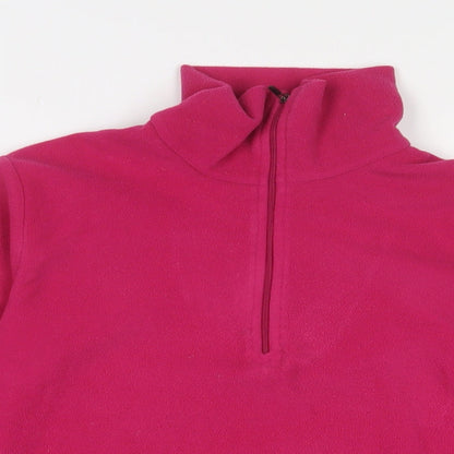 F.LLI Campagnolo Womens Pink Polyester Pullover Sweatshirt Size 12 Zip - Logo, Embroidered