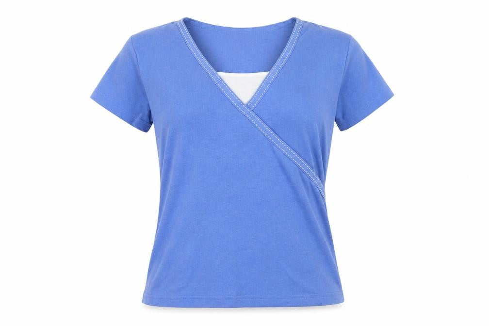 Womens UK Size L Fabrizio Blue Wrap T-Shirt