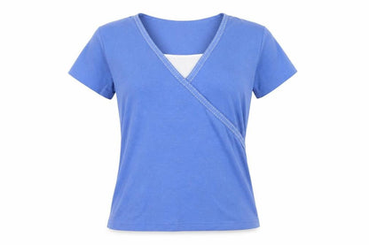 Womens UK Size L Fabrizio Blue Wrap T-Shirt