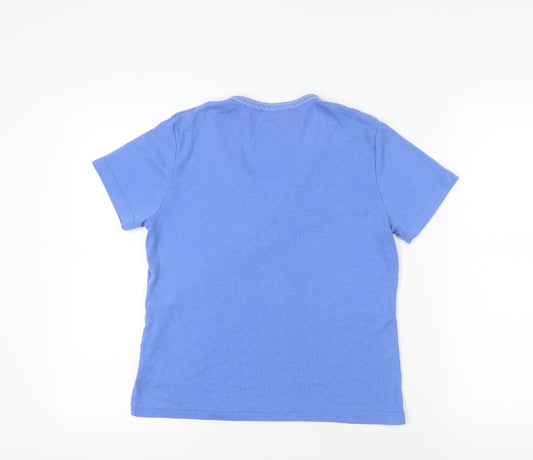 Womens UK Size L Fabrizio Blue Wrap T-Shirt