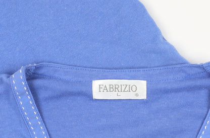Womens UK Size L Fabrizio Blue Wrap T-Shirt