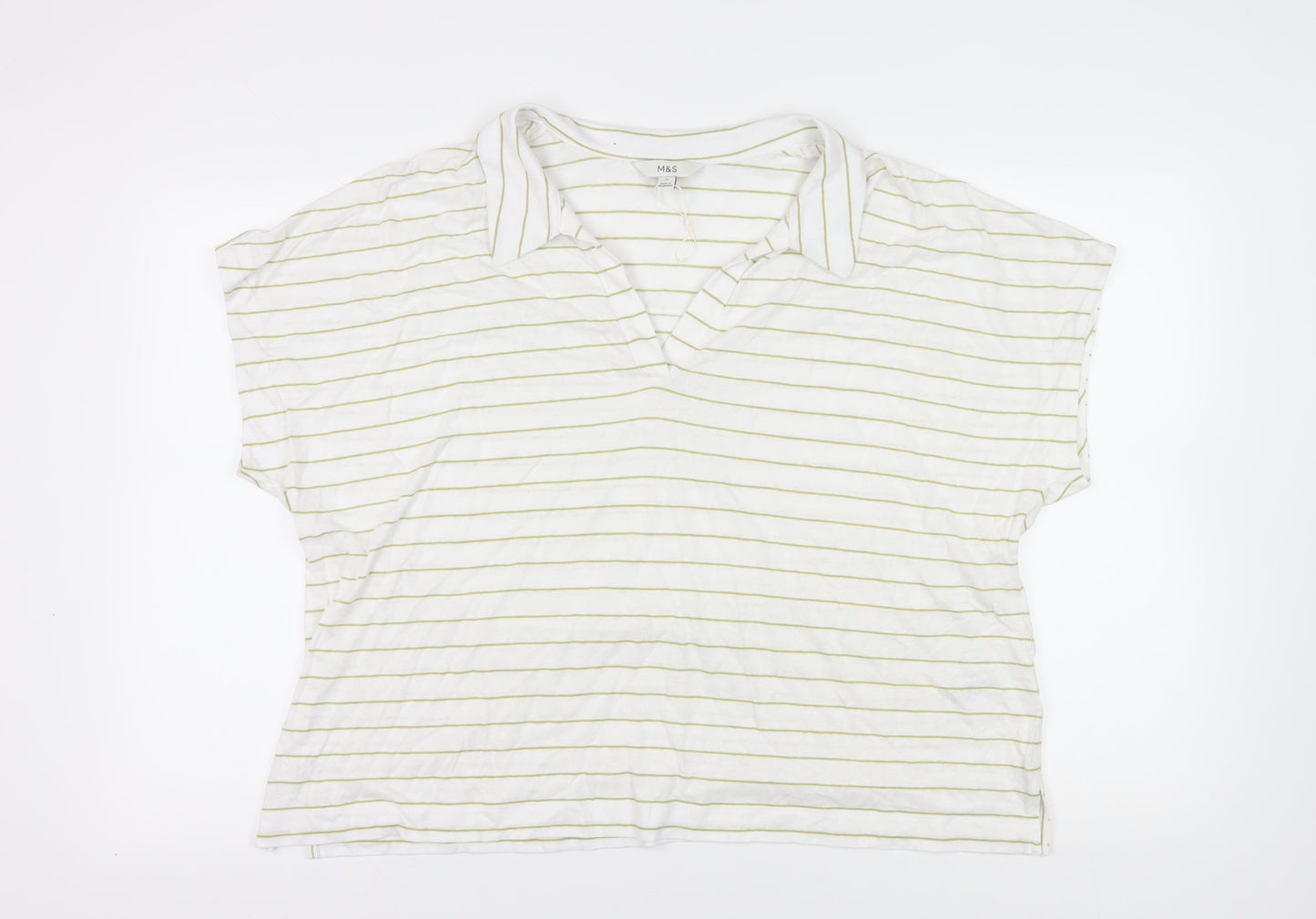 Womens UK Size 22 Marks and Spencer White Basic Button-Up
