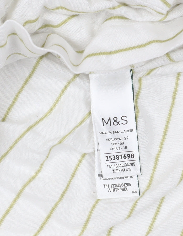 Womens UK Size 22 Marks and Spencer White Basic Button-Up