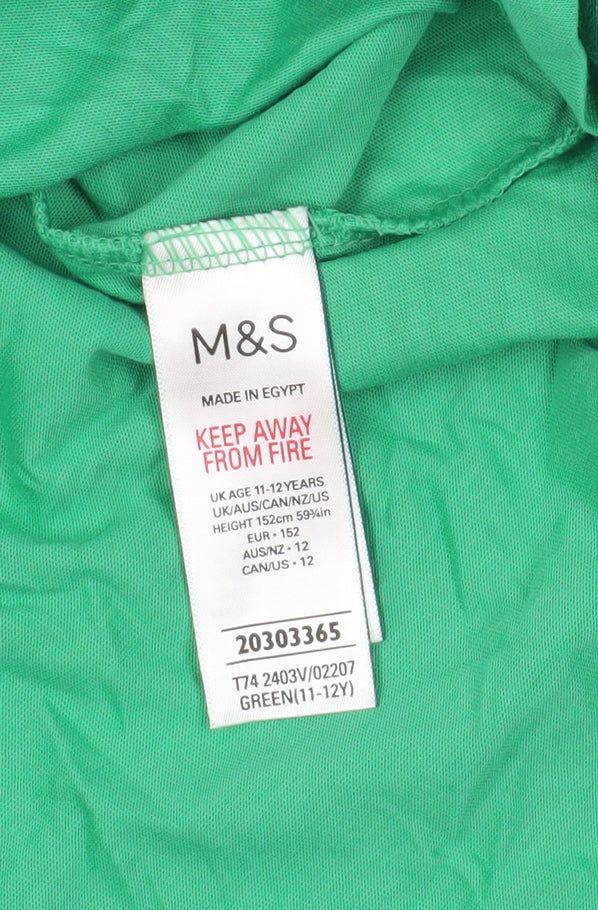 Green Marks and Spencer Girls' Graphic T-Shirt 11-12 Years