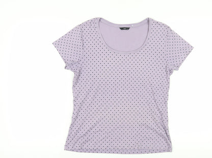 M&Co Polka Dot Purple T-Shirt, Size 18, Short Sleeve