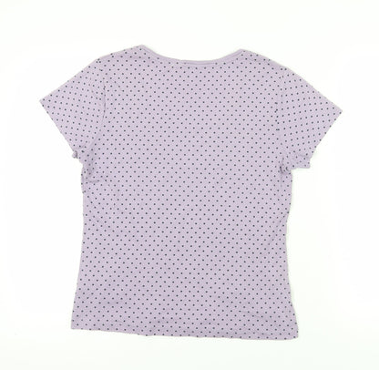 M&Co Polka Dot Purple T-Shirt, Size 18, Short Sleeve