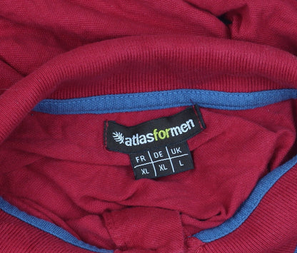 Atlas For Men Red Long Sleeve Polo Size L