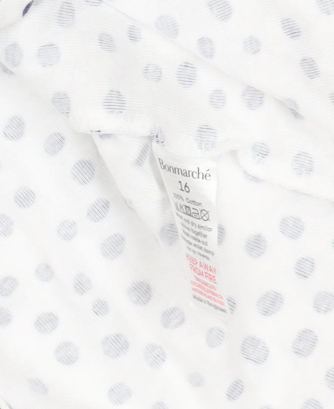 Bonmarché White Polka Dot T-Shirt Boat Neck Size 16