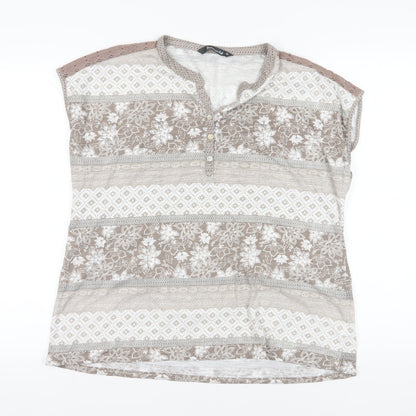 Bonmarché Brown Floral Blouse, Size 16, Casual Comfort