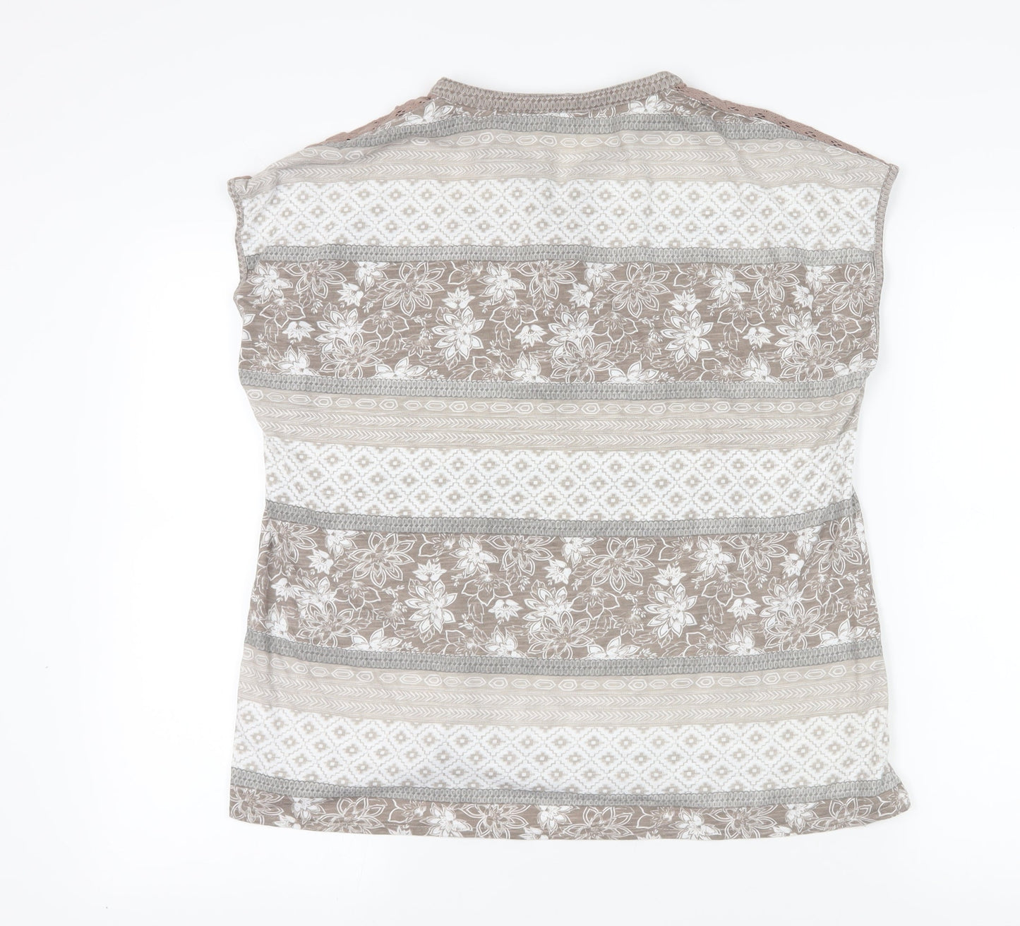 Bonmarché Brown Floral Blouse, Size 16, Casual Comfort