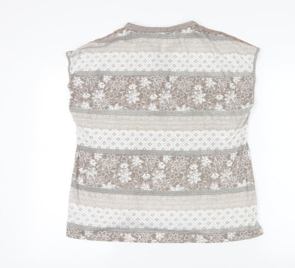 Bonmarché Brown Floral Blouse, Size 16, Casual Comfort