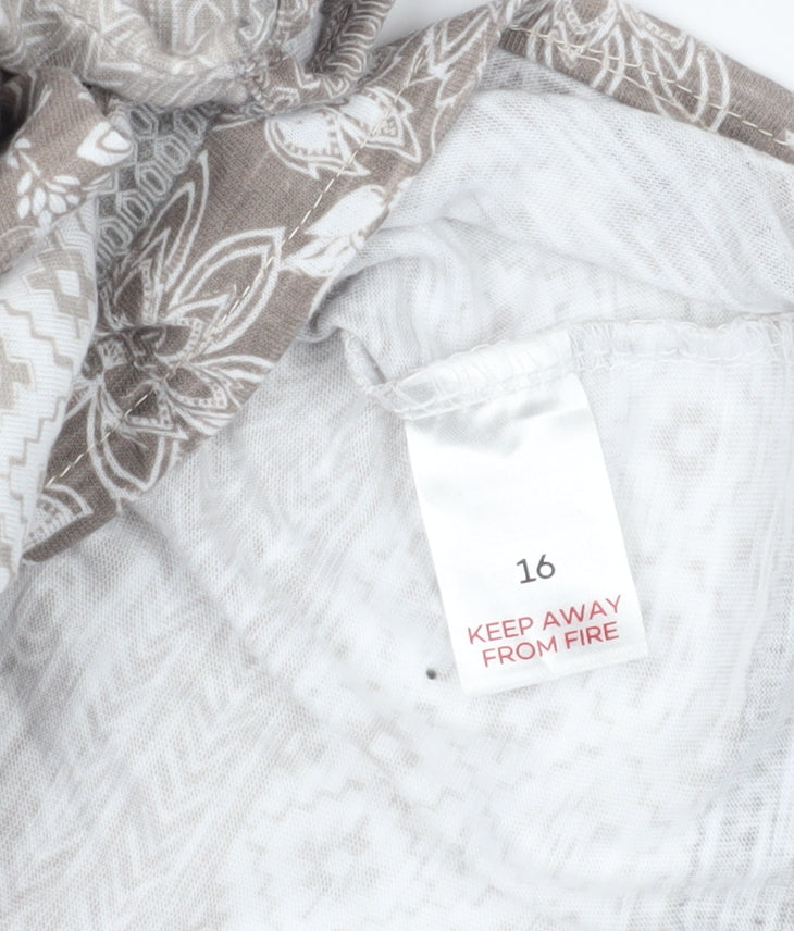 Bonmarché Brown Floral Blouse, Size 16, Casual Comfort