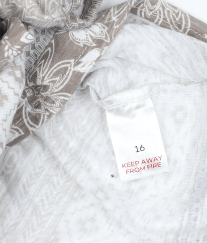 Bonmarché Brown Floral Blouse, Size 16, Casual Comfort