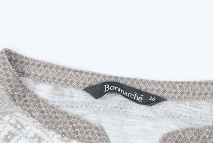 Bonmarché Brown Floral Blouse, Size 16, Casual Comfort
