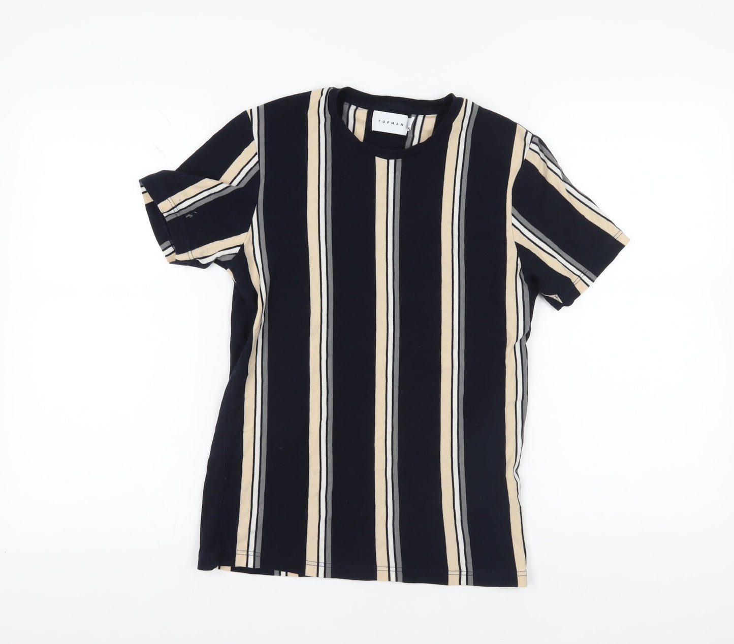 Topman XS Striped T-Shirt Black Beige