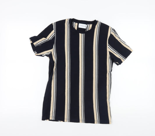 Topman XS Striped T-Shirt Black Beige