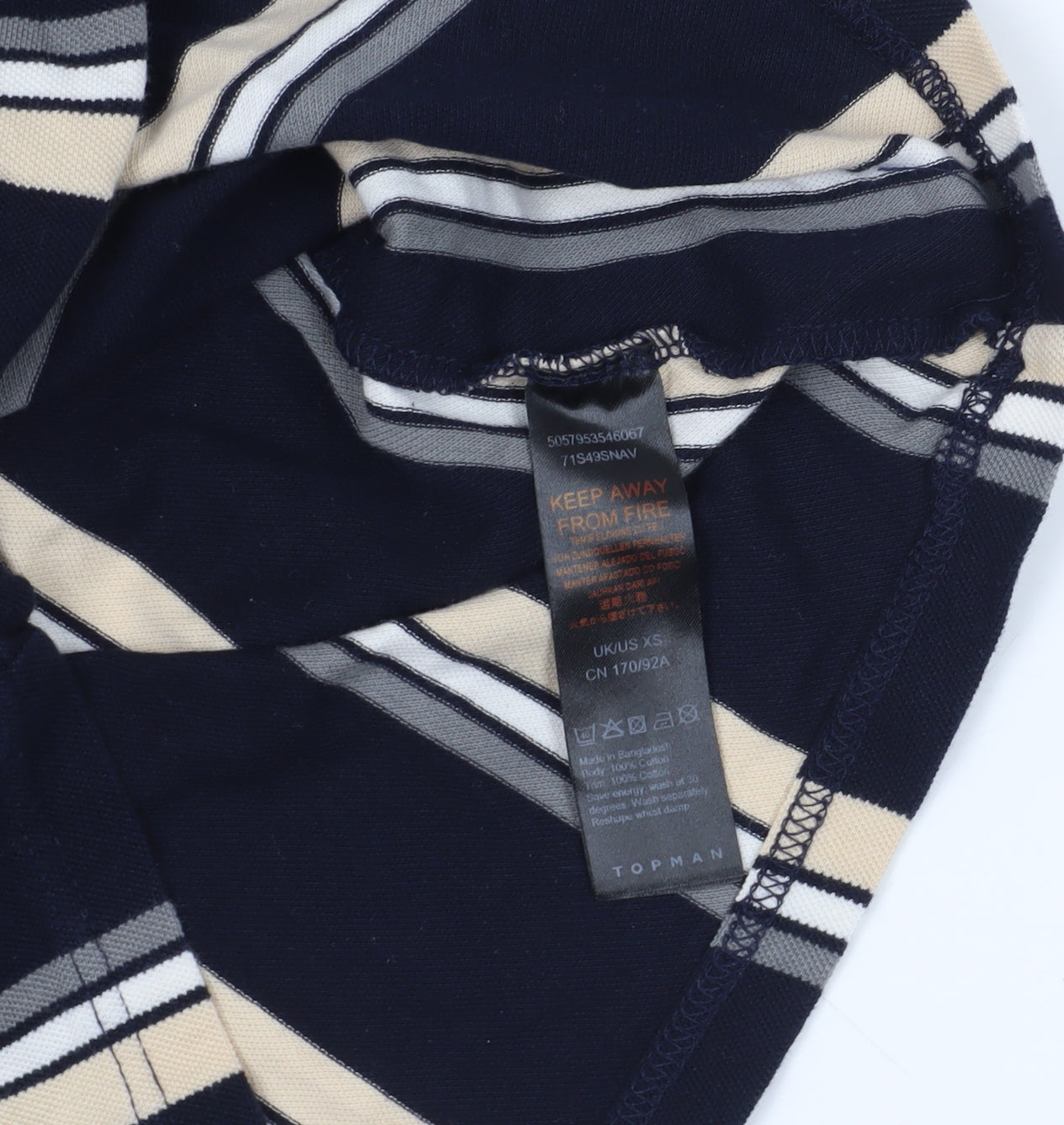 Topman XS Striped T-Shirt Black Beige
