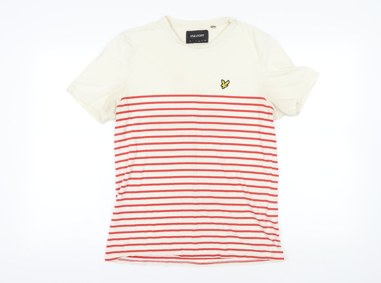 Lyle & Scott Beige Red Striped T-Shirt Size L