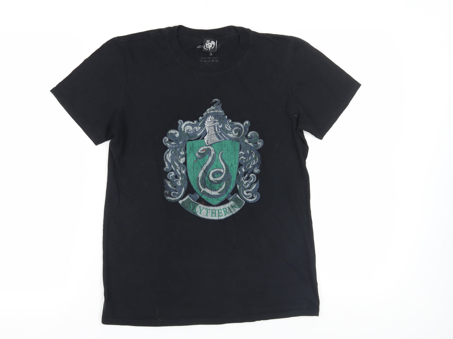 Absolute Cult Slytherin Black T-Shirt, Size S, 100% Cotton