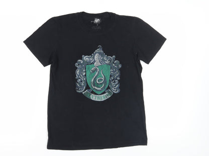 Absolute Cult Slytherin Black T-Shirt, Size S, 100% Cotton