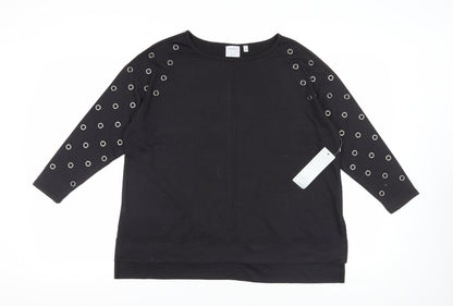 Cyrus Black 3/4 Sleeve Grommet T-Shirt, Size L