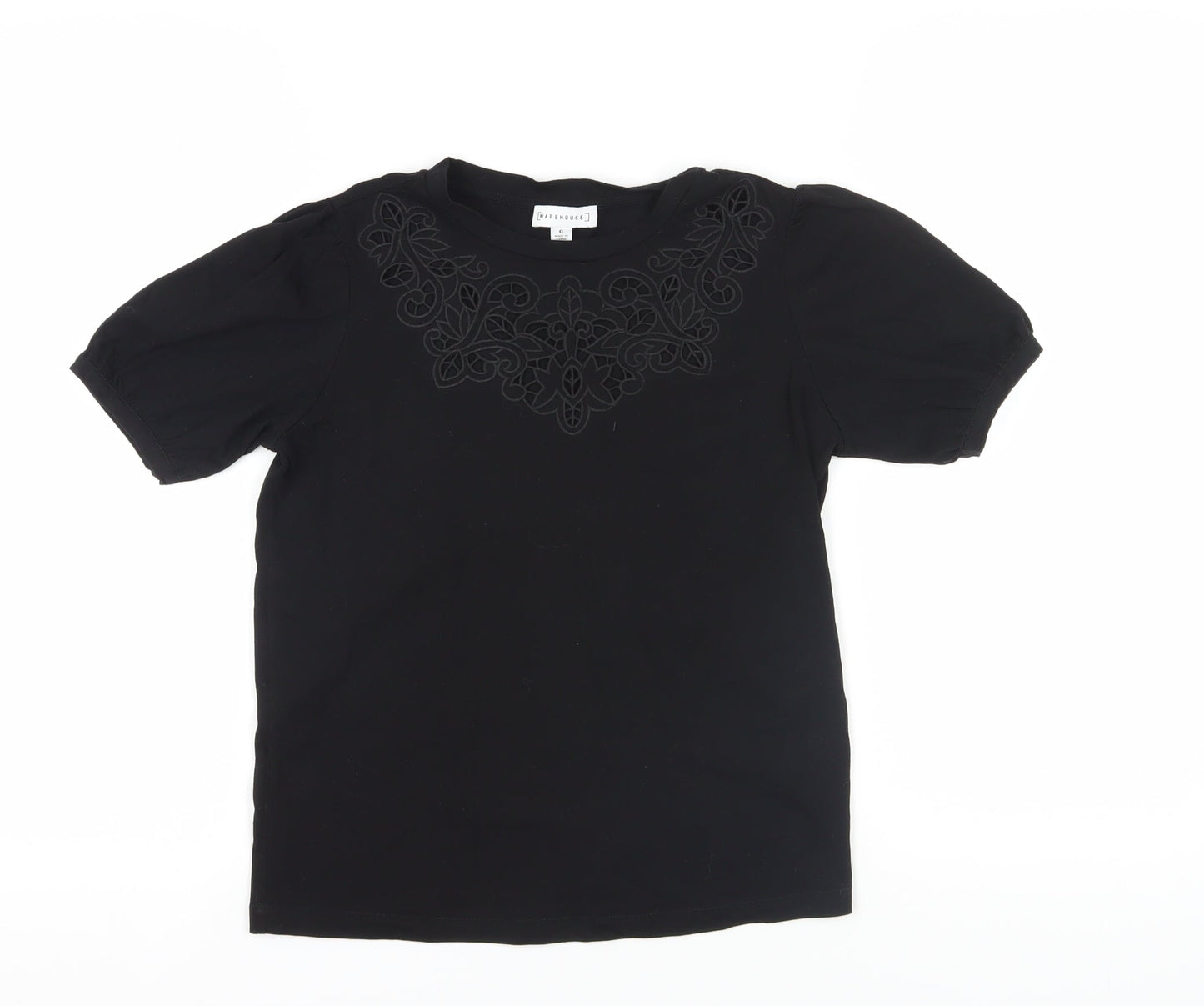 Womens UK Size 6 Warehouse Black Basic T-Shirt