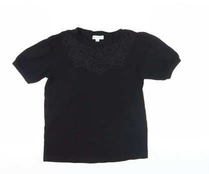Womens UK Size 6 Warehouse Black Basic T-Shirt